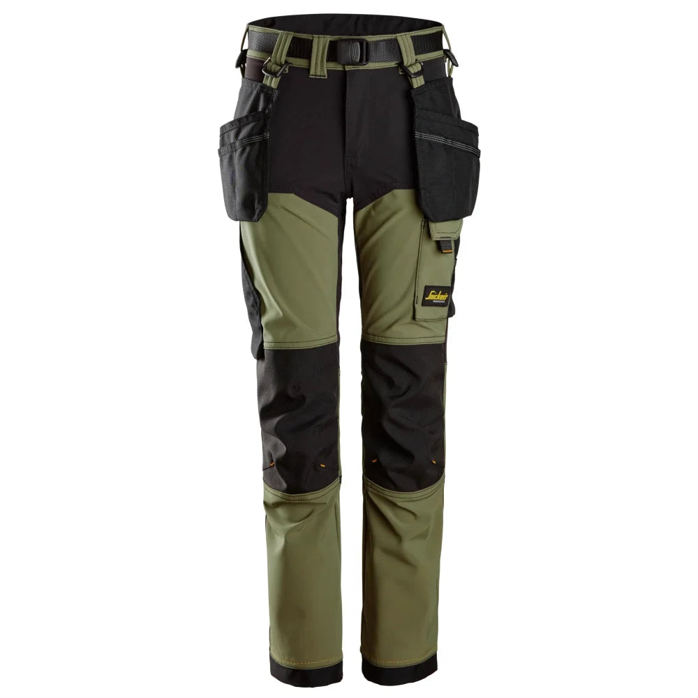 Snickers 7575 Allroundwork Junior 4-Way Stretch Werkbroek 3104 Khaki Green Black