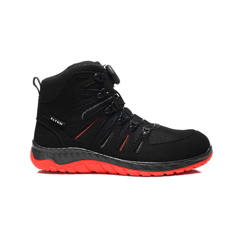 Elten Maddox Boa Black-Red Mid S3S Werkschoenen