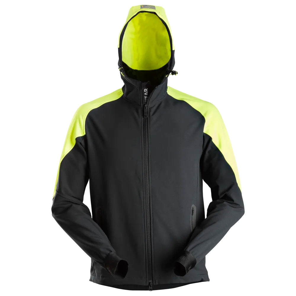 Snickers 8025 Flexiwork Neon Hoodie Met Rits 0467 Black Neon Yellow