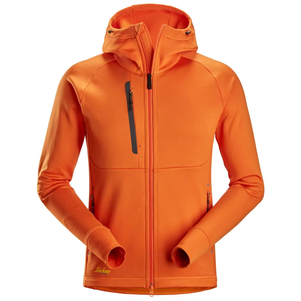 Snickers 8026 Flexiwork Polartec Power Stretch Hoodie Met Rits 4100 Warm Orange