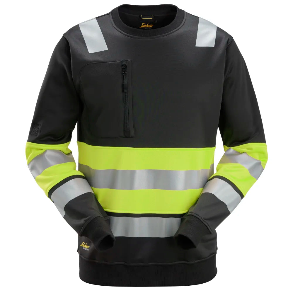 Snickers 8031 High-Vis Sweatshirt Klasse 1 0466 Black High Visibility Yellow