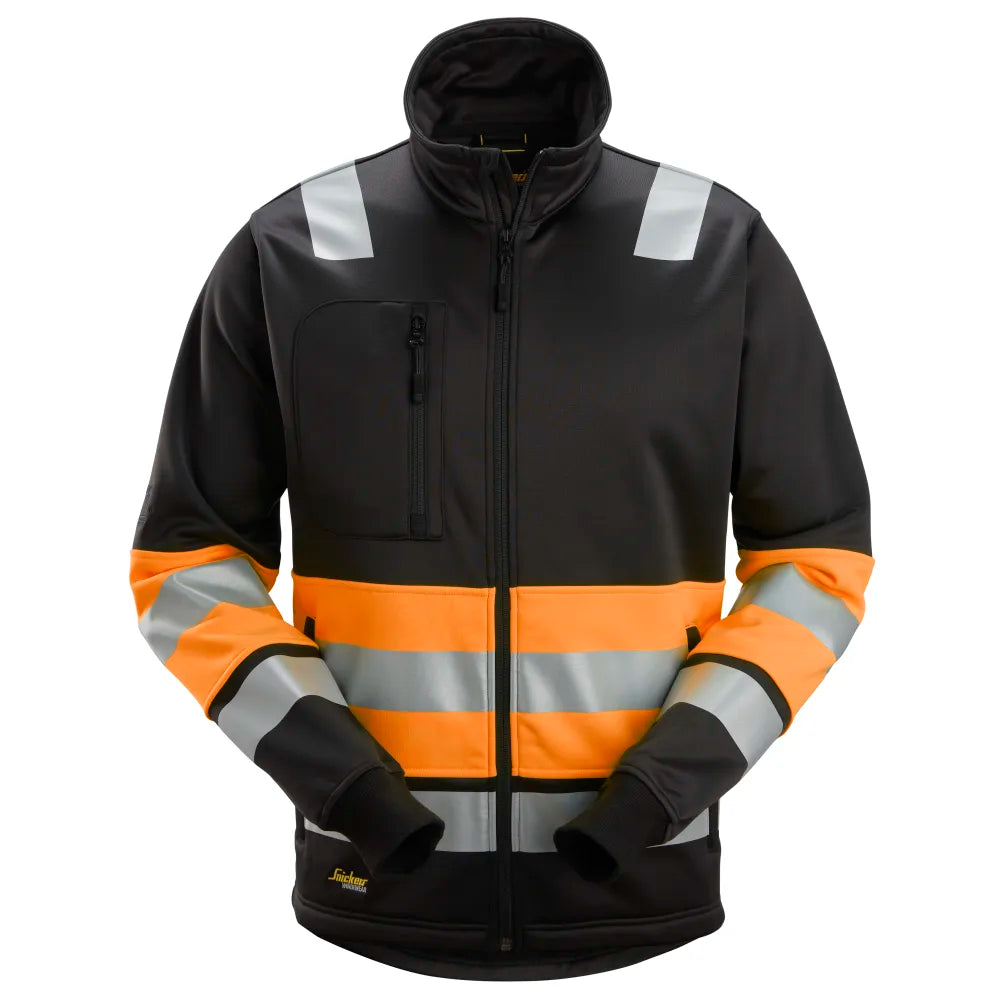 Snickers 8034 High-Vis Vest Met Rits Klasse 1 0455  Black High Visibility Orange