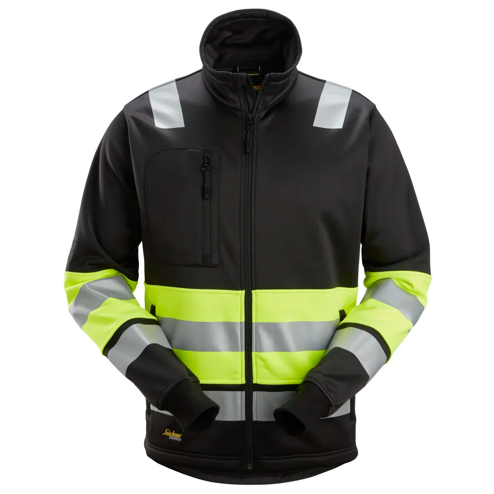 Snickers 8034 High-Vis Vest Met Rits Klasse 1 0466 Black High Visibility Yellow