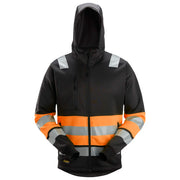 Snickers 8038 High-Vis Hoodie Met Rits Klasse 1 0455  Black High Visibility Orange