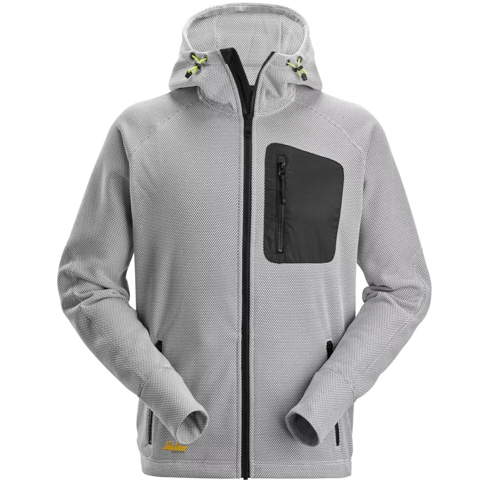 Snickers 8041 Flexiwork Fleece Hoodie Met Rits 0904 White Black