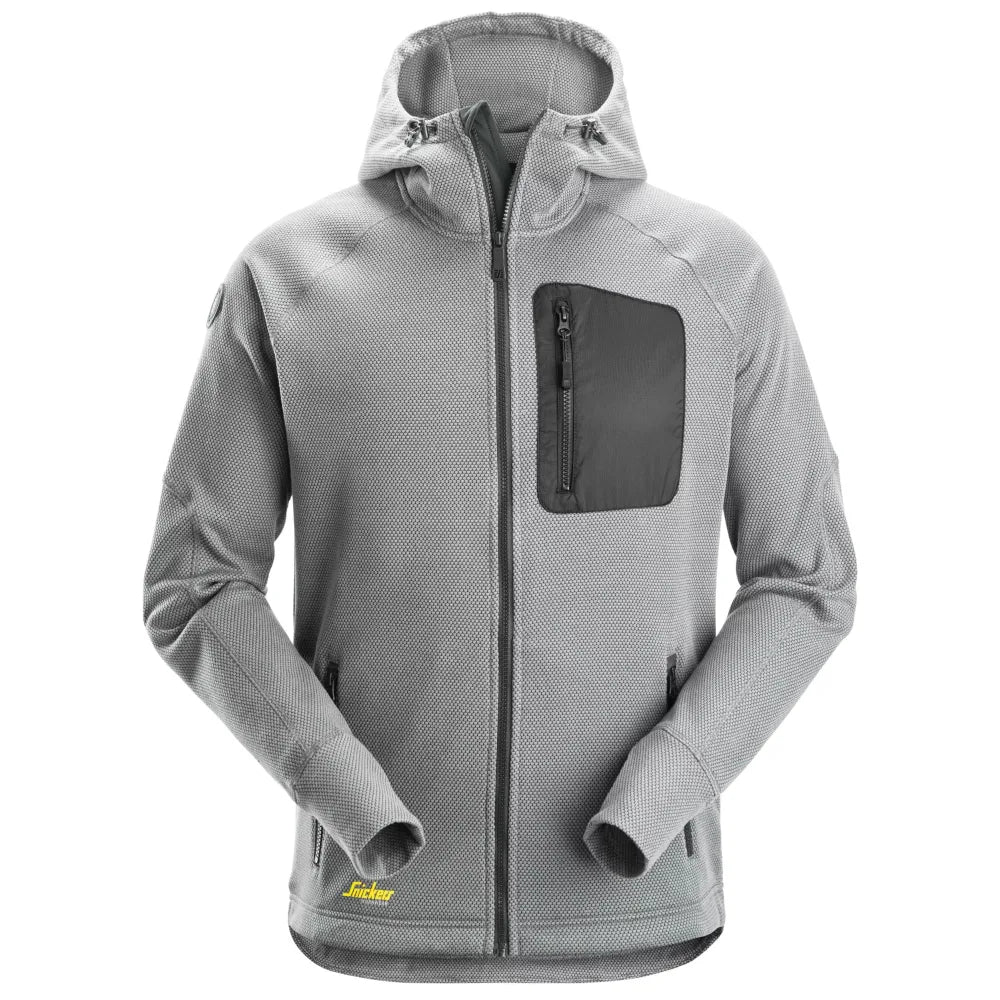 Snickers 8041 Flexiwork Fleece Hoodie Met Rits 1804 Grey Black