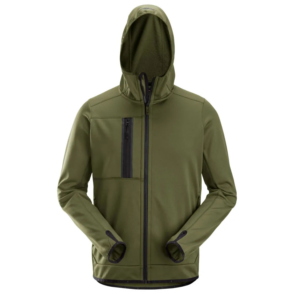 Snickers 8058 Allroundwork Fleece Hoodie Met Rits 3100 Khaki Green