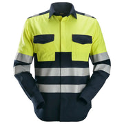 Snickers 8560 Protecwork Shirt Met Lange Mouwen High-Vis Klasse 1 9566 Navy High Visibility Yellow