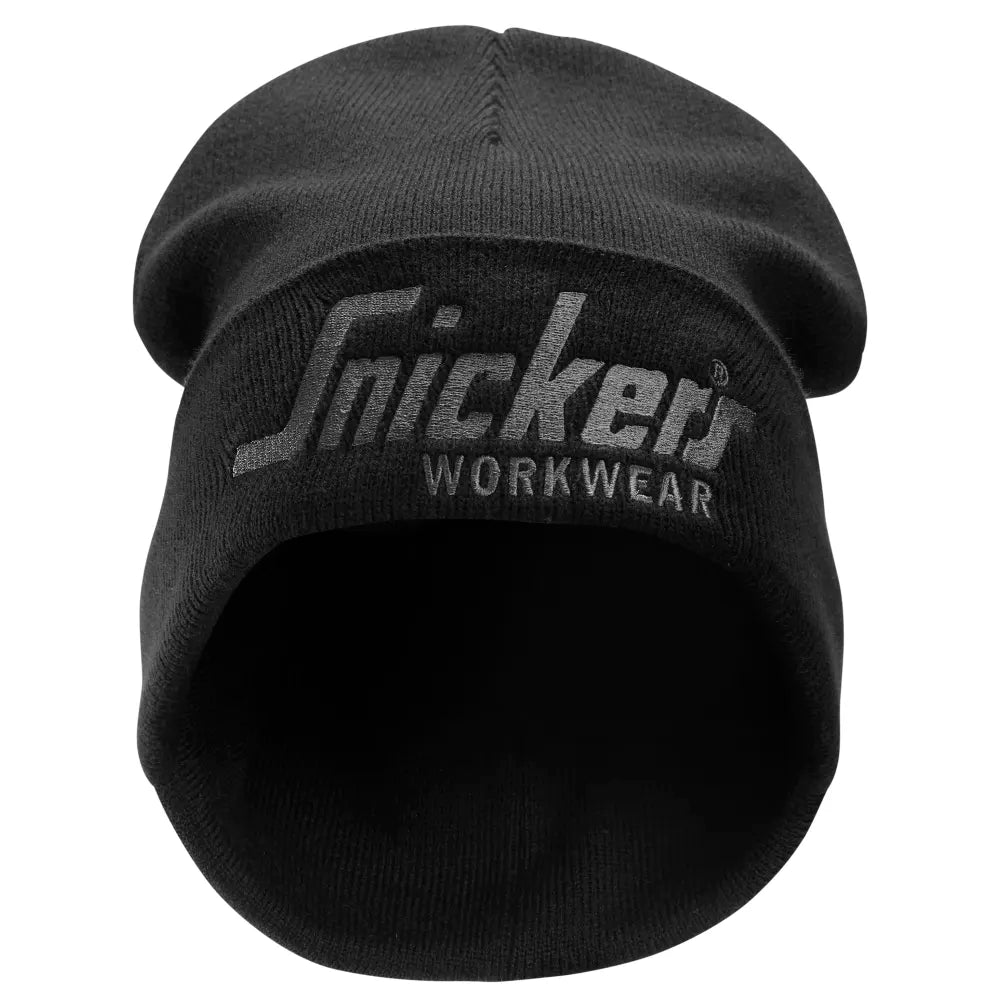 Snickers 9047 Logo Beanie 0458 Black Steel Grey