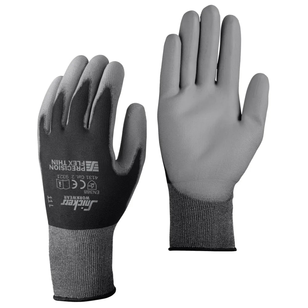 Snickers 9389 Precision Flex Light Handschoenen 100 Pak 0448 Black Stone Grey