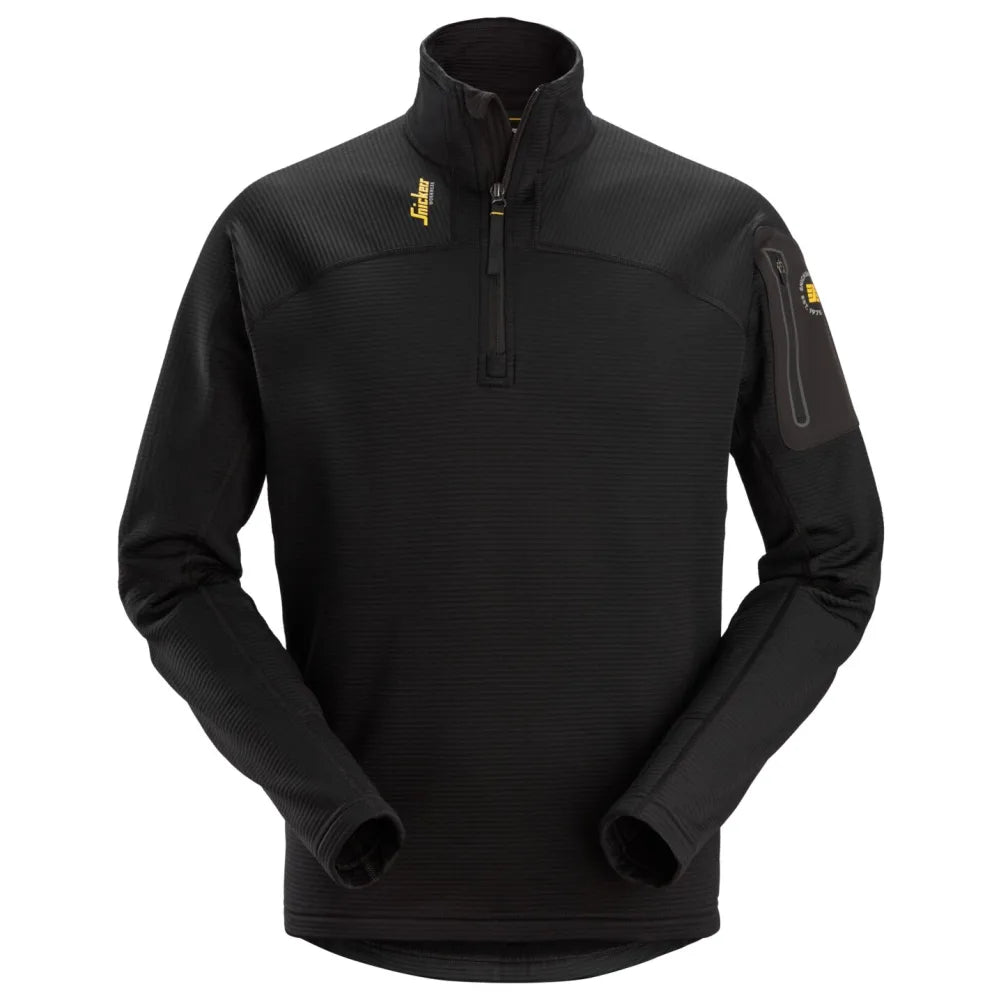 Snickers 9435 Body Mapping Micro Fleece Vest Met Halve Rits 0400 Black