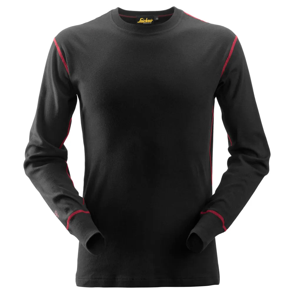 Snickers 9461 Protecwork Shirt Met Lange Mouwen En Ronde Rals 0400 Black