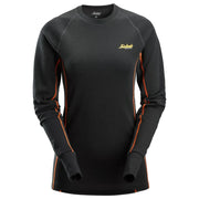 Snickers 9470 Merino Wollen  Basislaag Stay Warm Damestop 0498 Black Anthracite Melange