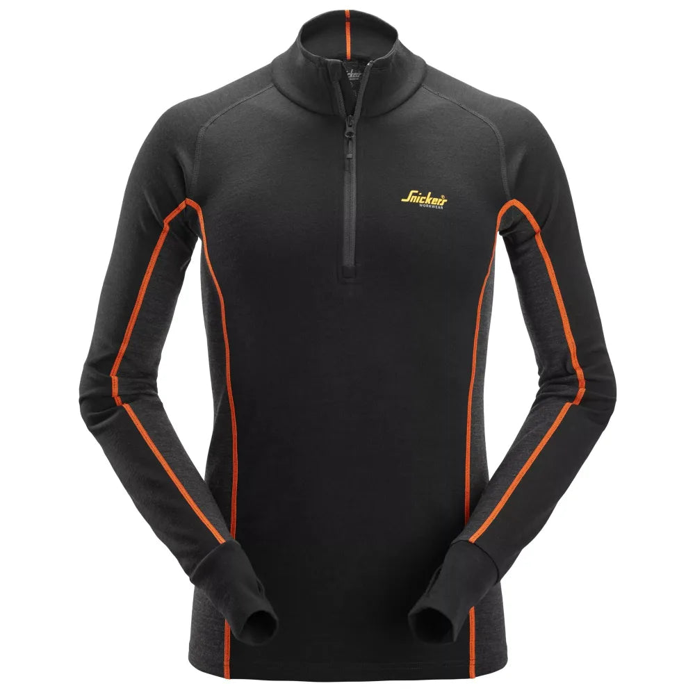 Snickers 9482 Merino Basislaag Stay Warm Top Met Halve Rits 0498 Black Anthracite Melange