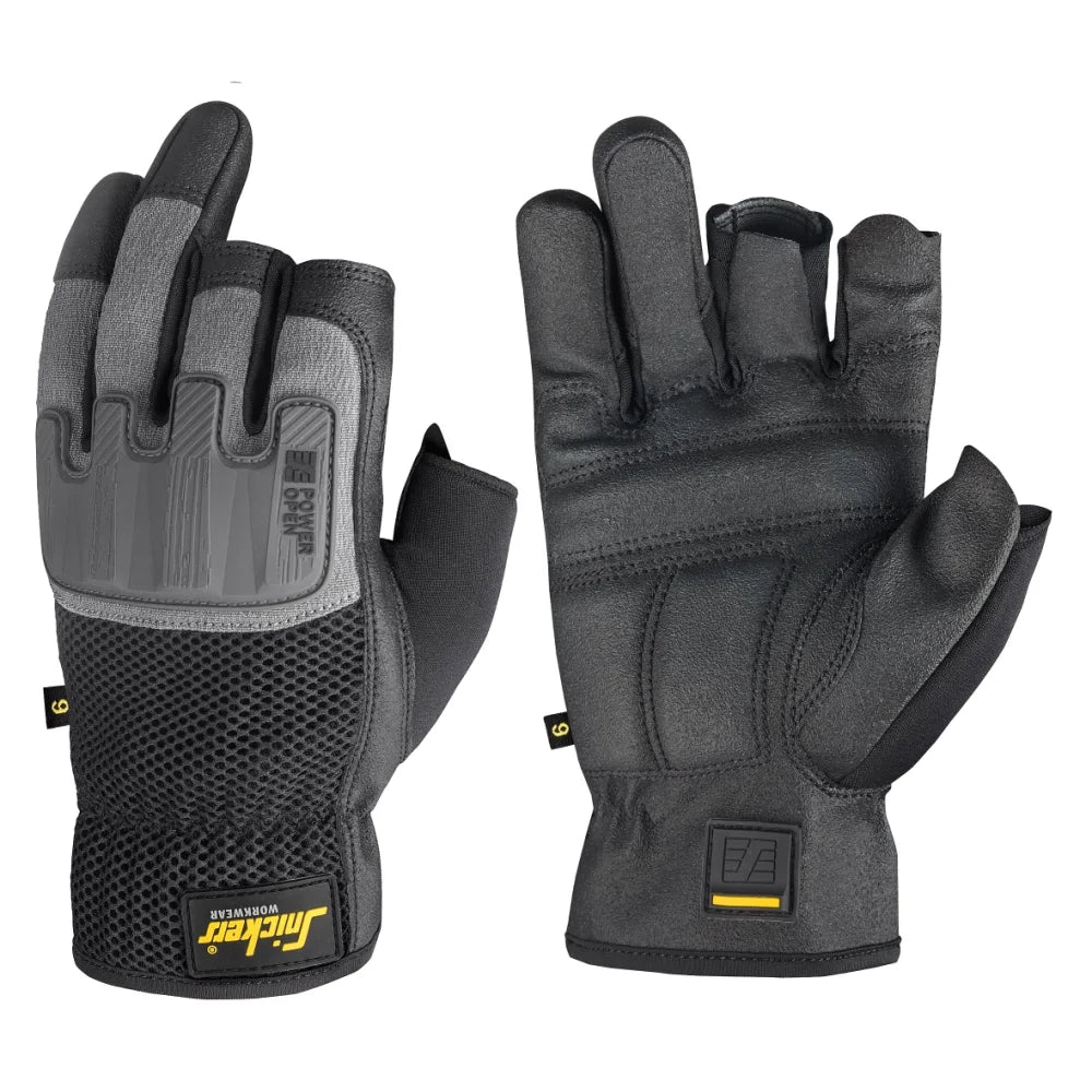 Snickers 9586 Power Open Handschoenen 0448 Black Stone Grey
