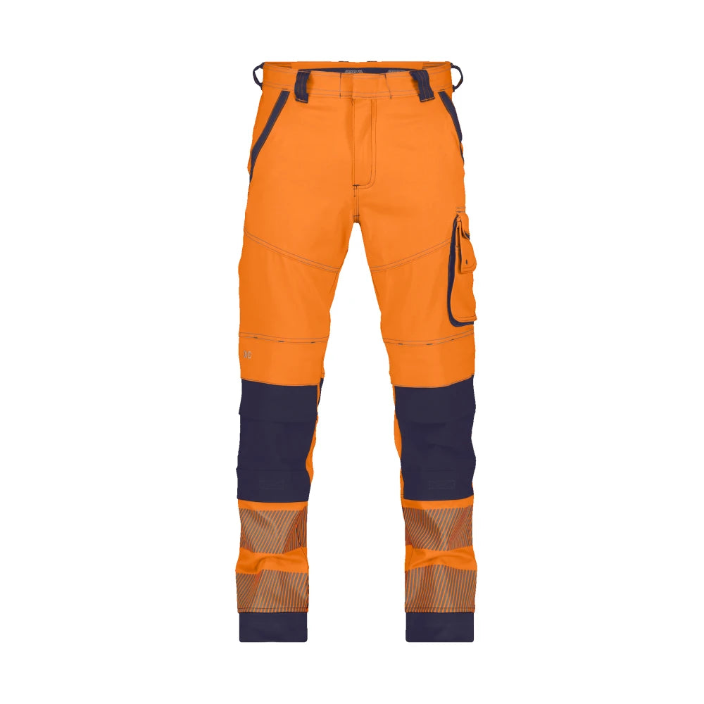 Dassy Aruba Stretch Hogezichtbaarheidsbroek Met Kniezakken 270 G/M² Fluo-Oranje Marineblauw