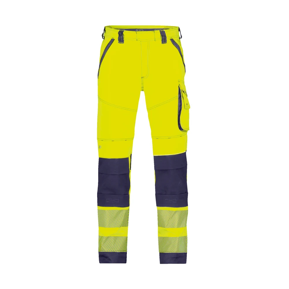 Dassy Aruba Stretch Hogezichtbaarheidsbroek Met Kniezakken 270 G/M² Fluogeel Marineblauw