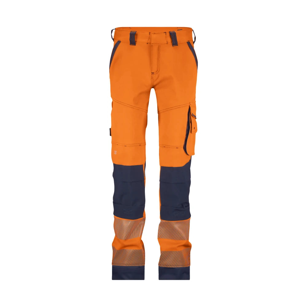 Dassy Aruba Women Stretch Hogezichtbaarheidsbroek Met Kniezakken Voor Dames 270 G/M² Fluo-Oranje Marineblauw