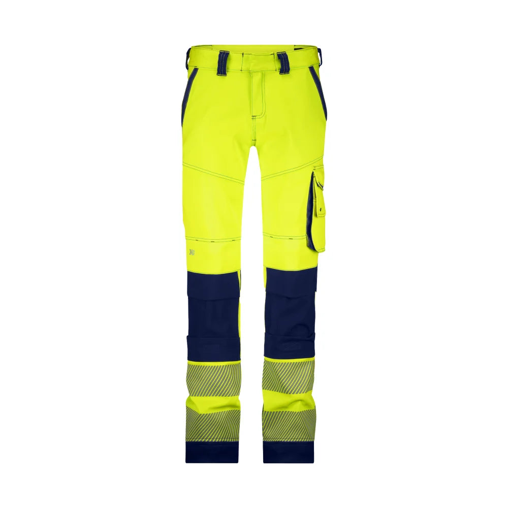 Dassy Aruba Women Stretch Hogezichtbaarheidsbroek Met Kniezakken Voor Dames 270 G/M² Fluogeel Marineblauw