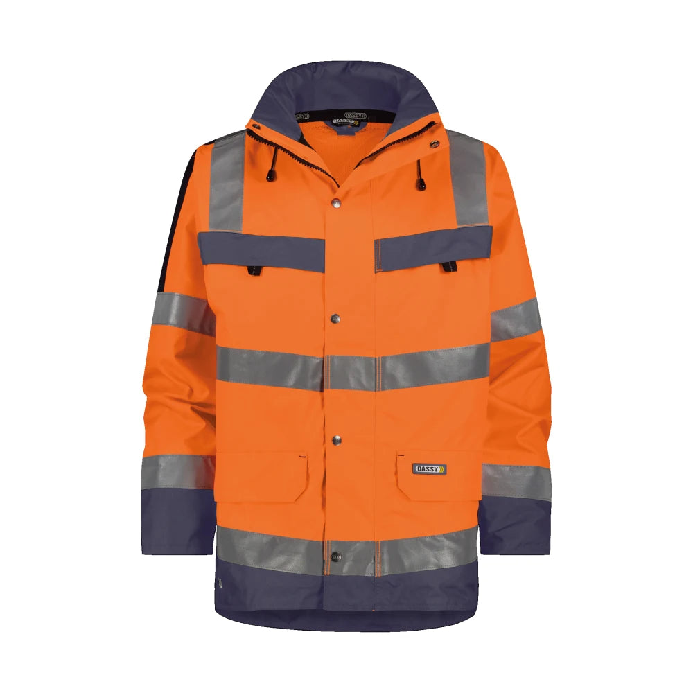 Dassy Atlantis Hogezichtbaarheidsparka 200 G/M² Fluo-Oranje Marineblauw