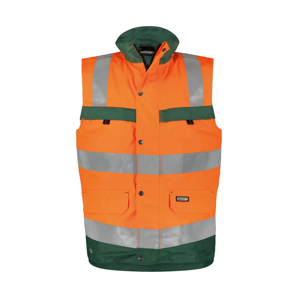 Dassy Bilbao Hogezichtbaarheidsbodywarmer 200 G/M² Fluo-Oranje Flessengroen