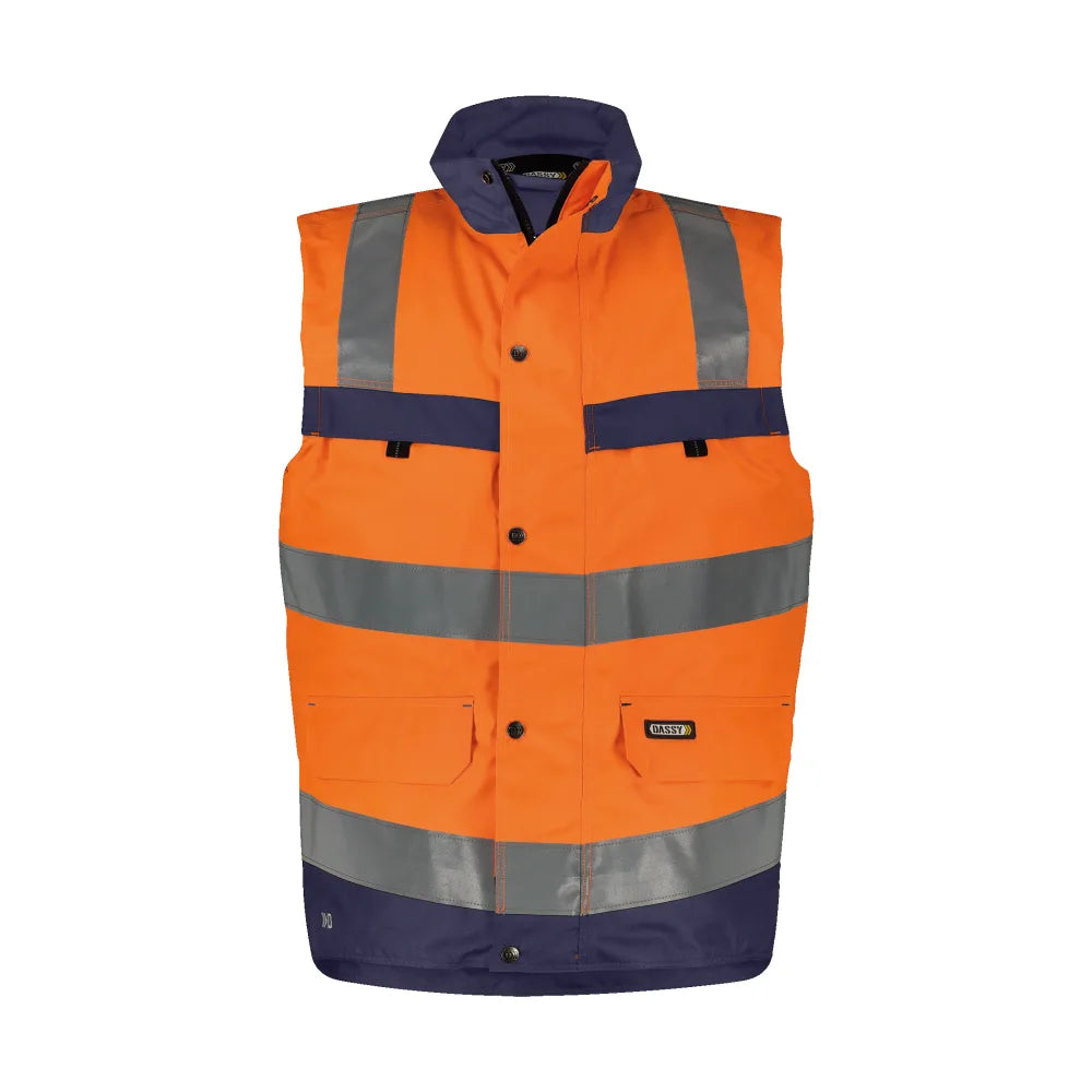 Dassy Bilbao Hogezichtbaarheidsbodywarmer 200 G/M² Fluo-Oranje Marineblauw
