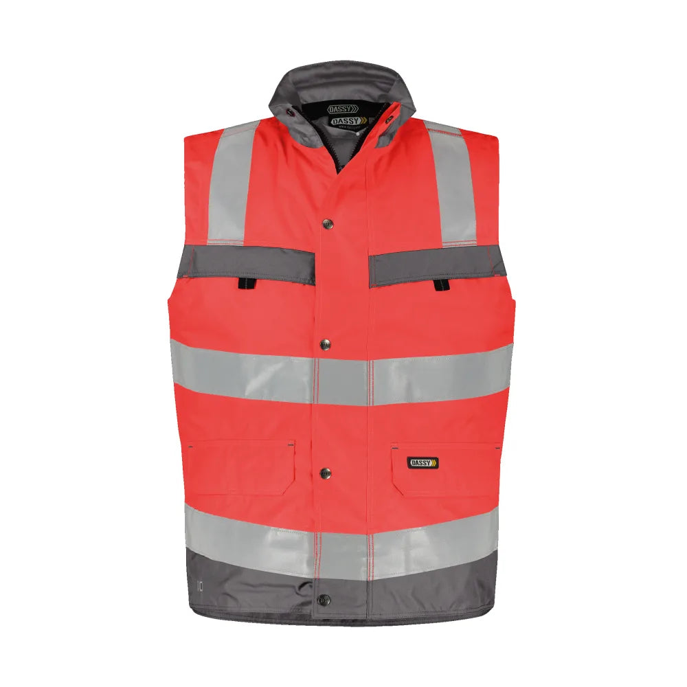 Dassy Bilbao Hogezichtbaarheidsbodywarmer 200 G/M² Fluorood Cementgrijs