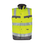 Dassy Bilbao Hogezichtbaarheidsbodywarmer 200 G/M² Fluogeel Cementgrijs
