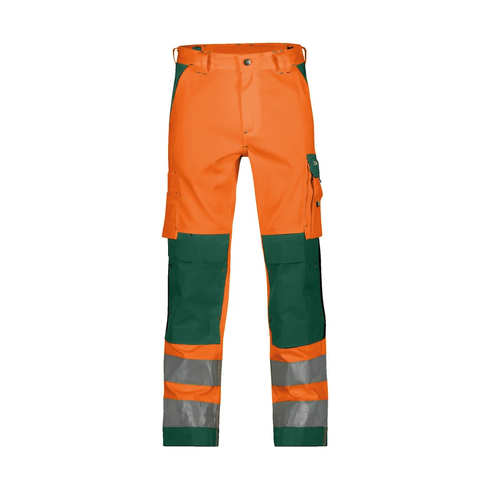 Dassy Buffalo Hogezichtbaarheidsbroek Met Kniezakken 290 G/M² Fluo-Oranje Flessengroen