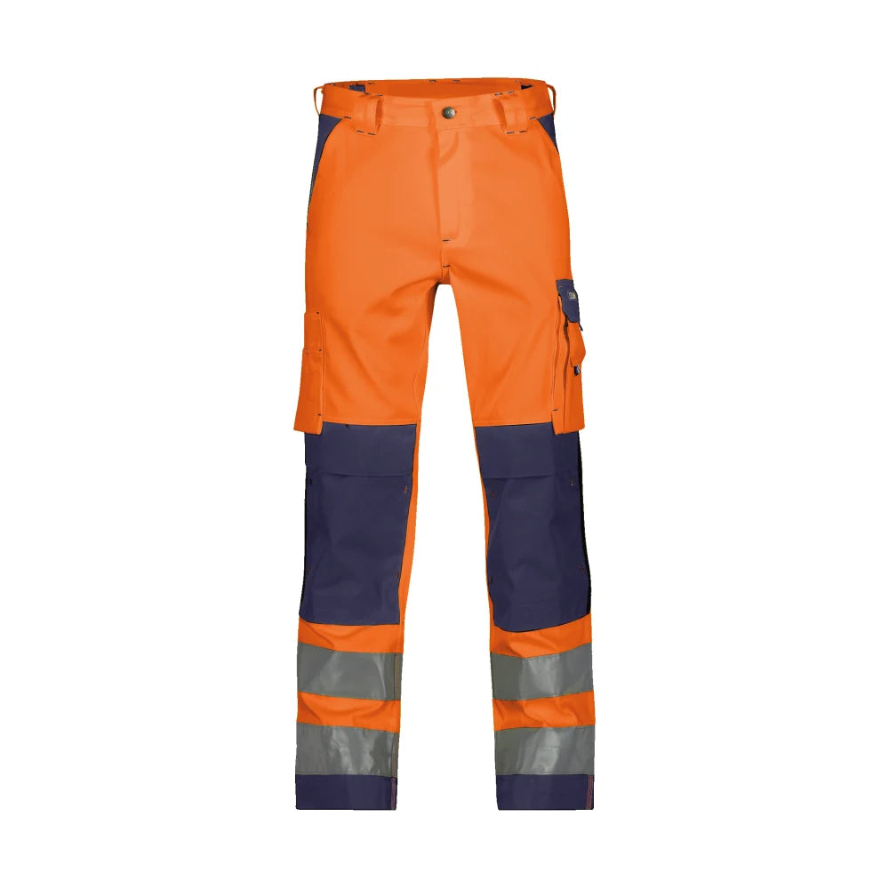 Dassy Buffalo Hogezichtbaarheidsbroek Met Kniezakken 290 G/M² Fluo-Oranje Marineblauw