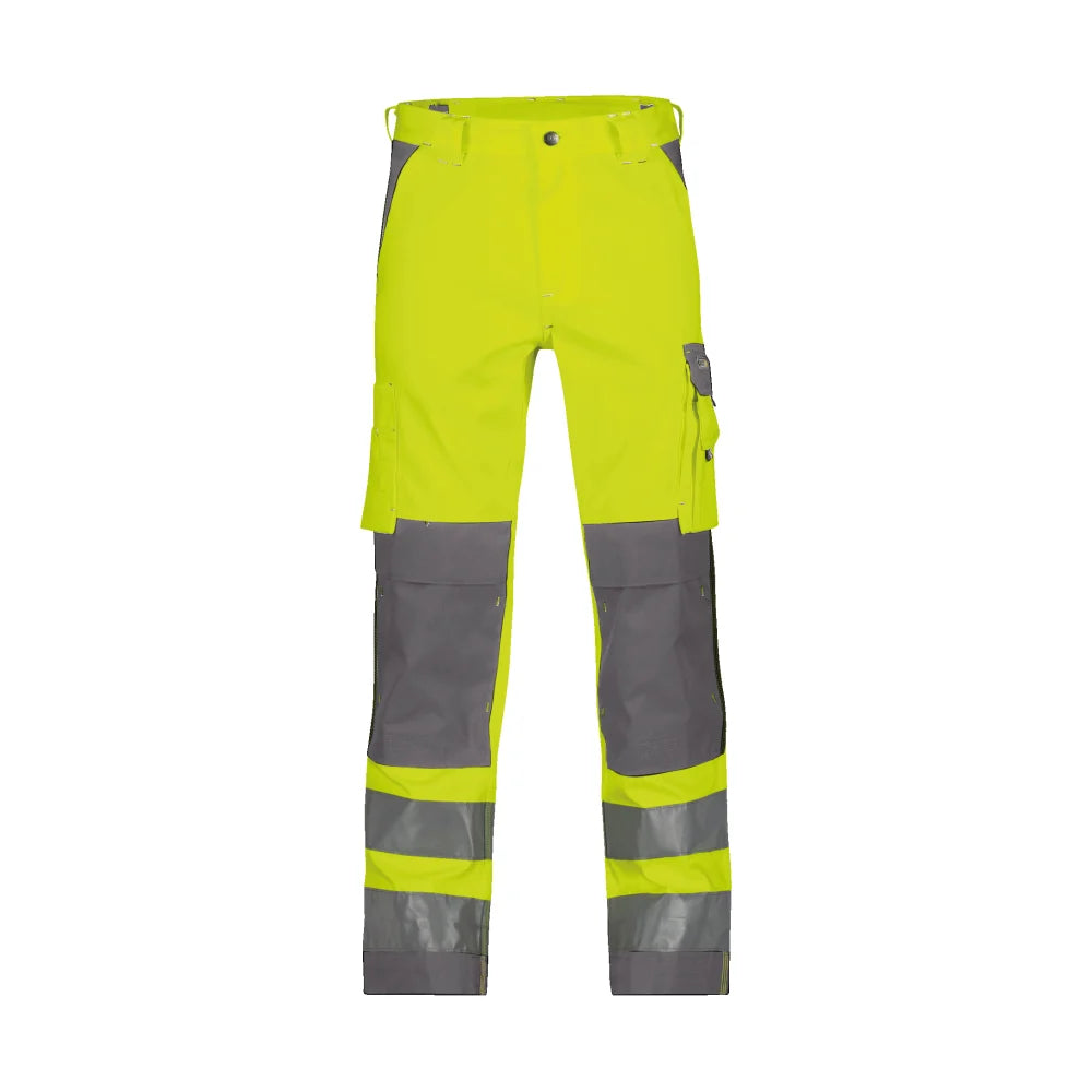 Dassy Buffalo Hogezichtbaarheidsbroek Met Kniezakken 245 G/M² Fluogeel Cementgrijs