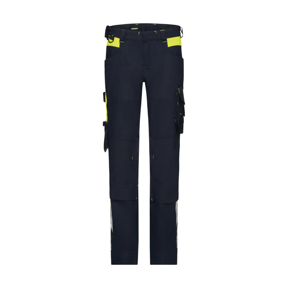 Dassy Canton Women Werkbroek Met Stretch En Kniezakken Voor Dames 245 G/M² Nachtblauw Fluogeel