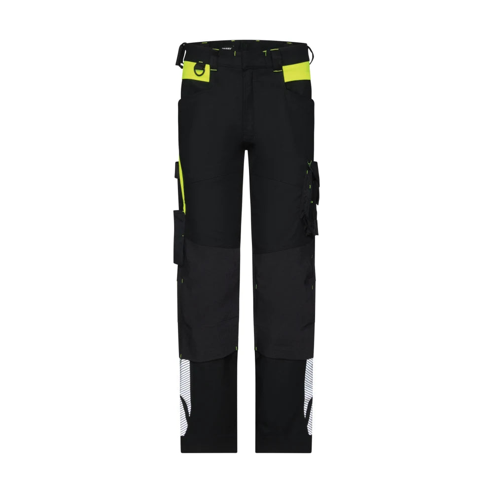 Dassy Canton Werkbroek Met Stretch En Kniezakken 245 G/M² Zwart Fluogeel