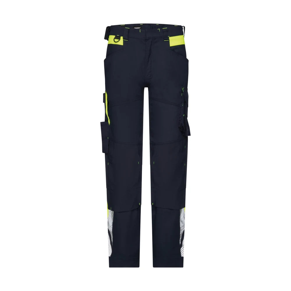 Dassy Canton Werkbroek Met Stretch En Kniezakken 245 G/M² Nachtblauw Fluogeel