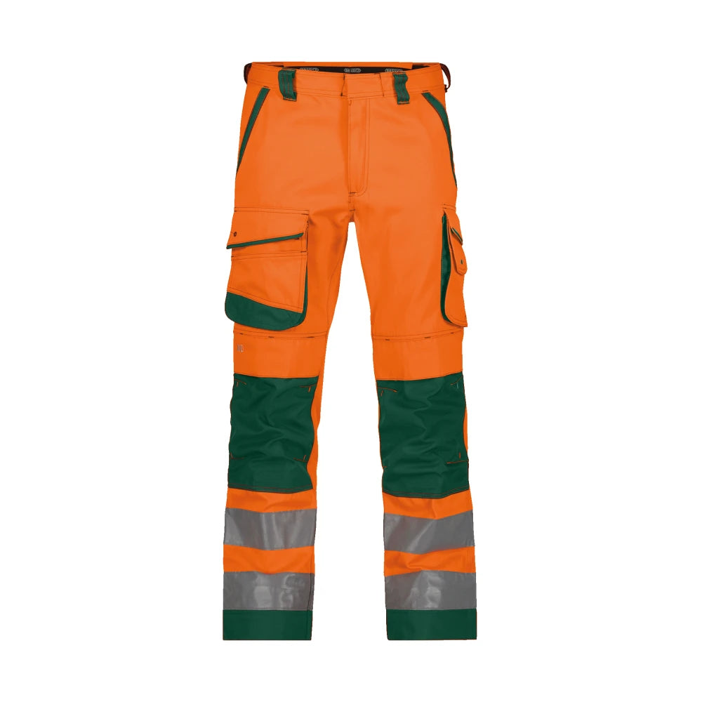 Dassy Chicago Hogezichtbaarheidsbroek Met Kniezakken 290 G/M² Fluo-Oranje Flessengroen