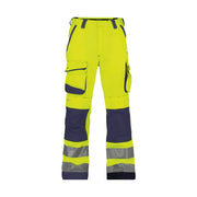 Dassy Chicago Hogezichtbaarheidsbroek Met Kniezakken 290 G/M² Fluogeel Marineblauw
