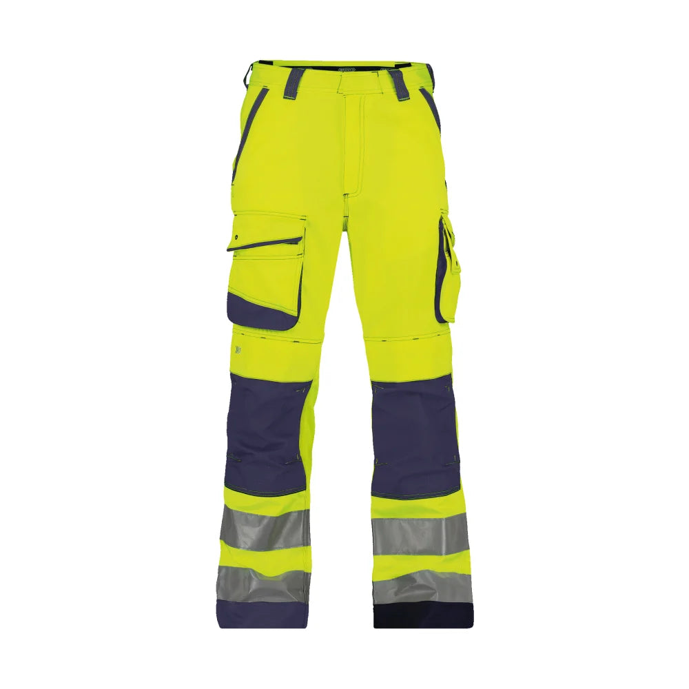 Dassy Chicago Hogezichtbaarheidsbroek Met Kniezakken 290 G/M² Fluogeel Marineblauw
