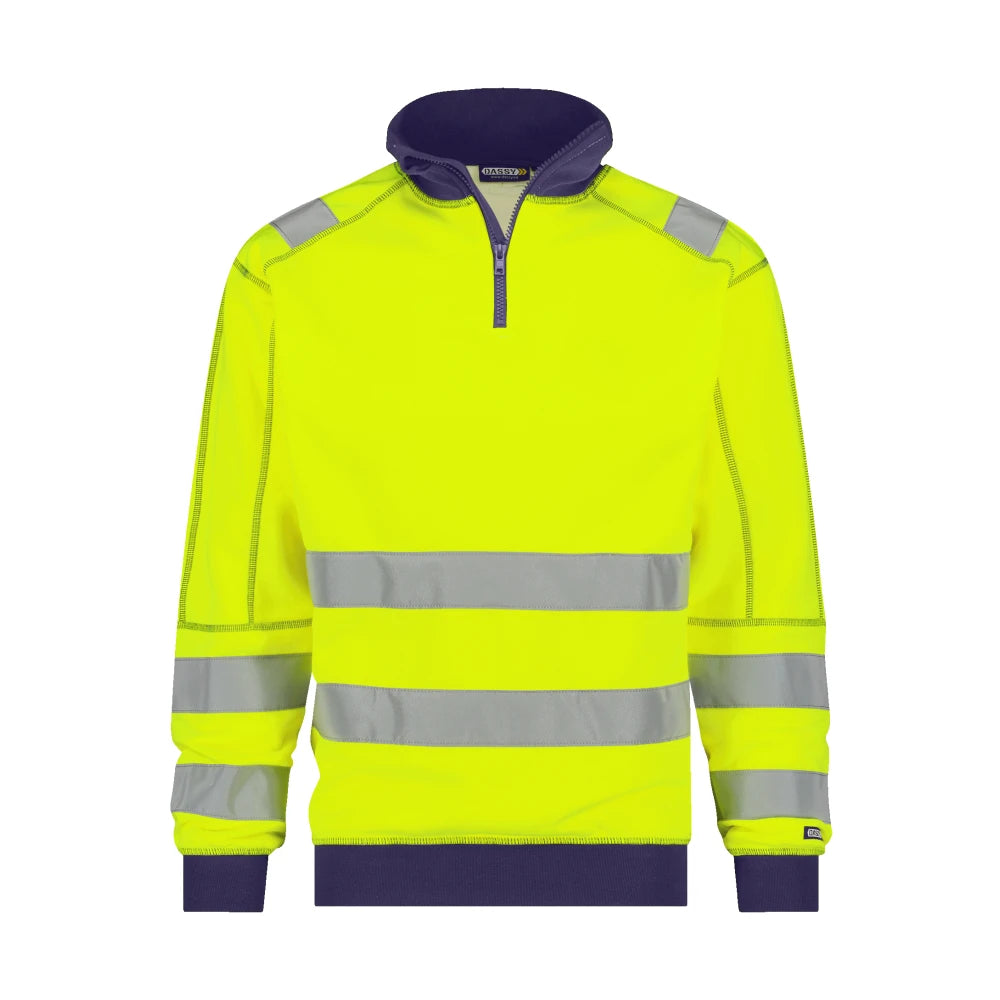 Dassy Denver Hogezichtbaarheidssweater 280 G/M² Fluogeel Marineblauw