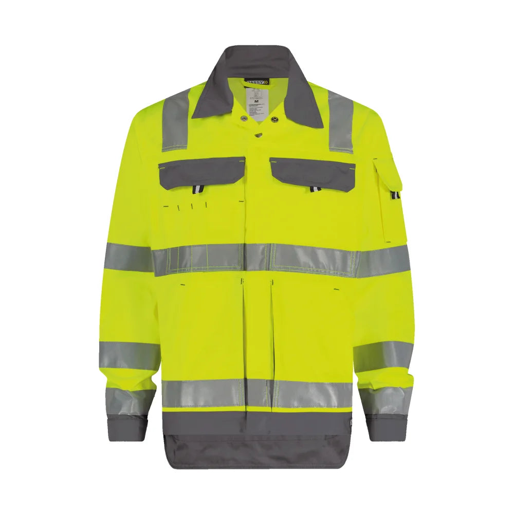 Dassy Dusseldorf Hogezichtbaarheidsvest 245 G/M² Fluogeel Cementgrijs