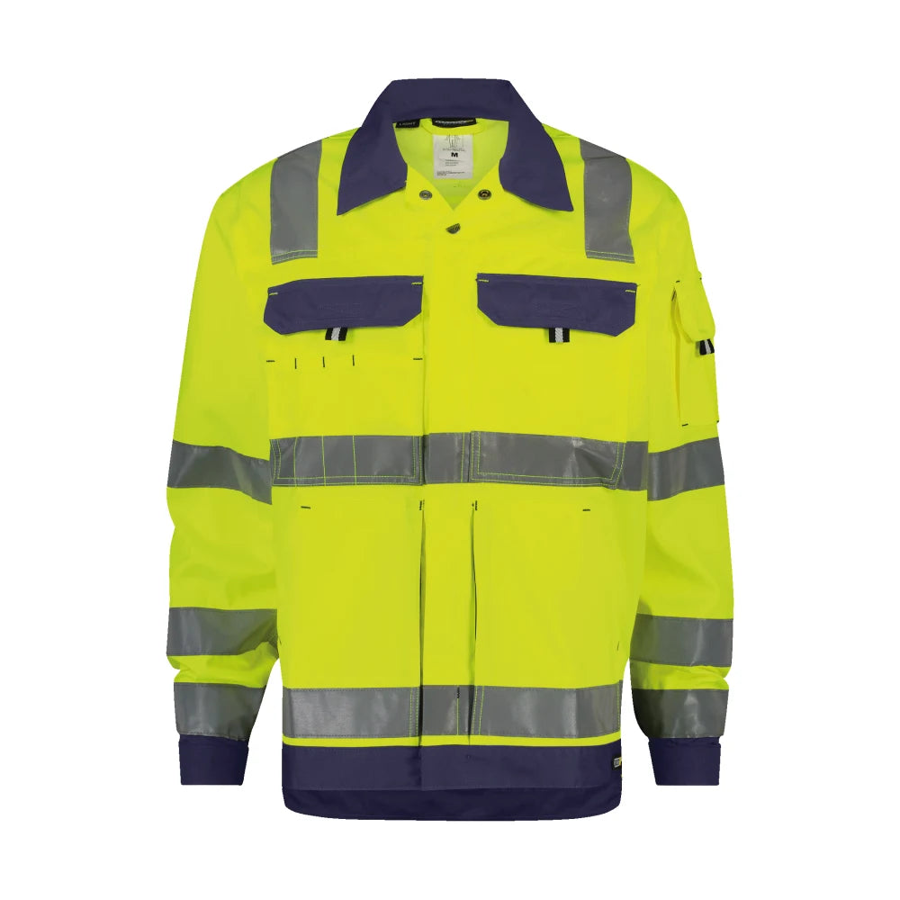 Dassy Dusseldorf Hogezichtbaarheidsvest 245 G/M² Fluogeel Marineblauw