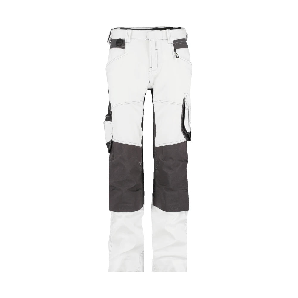 Dassy Dynax Painters Women Schildersbroek Met Stretch En Kniezakken Voor Dames 245 G/M² Wit Antracietgrijs