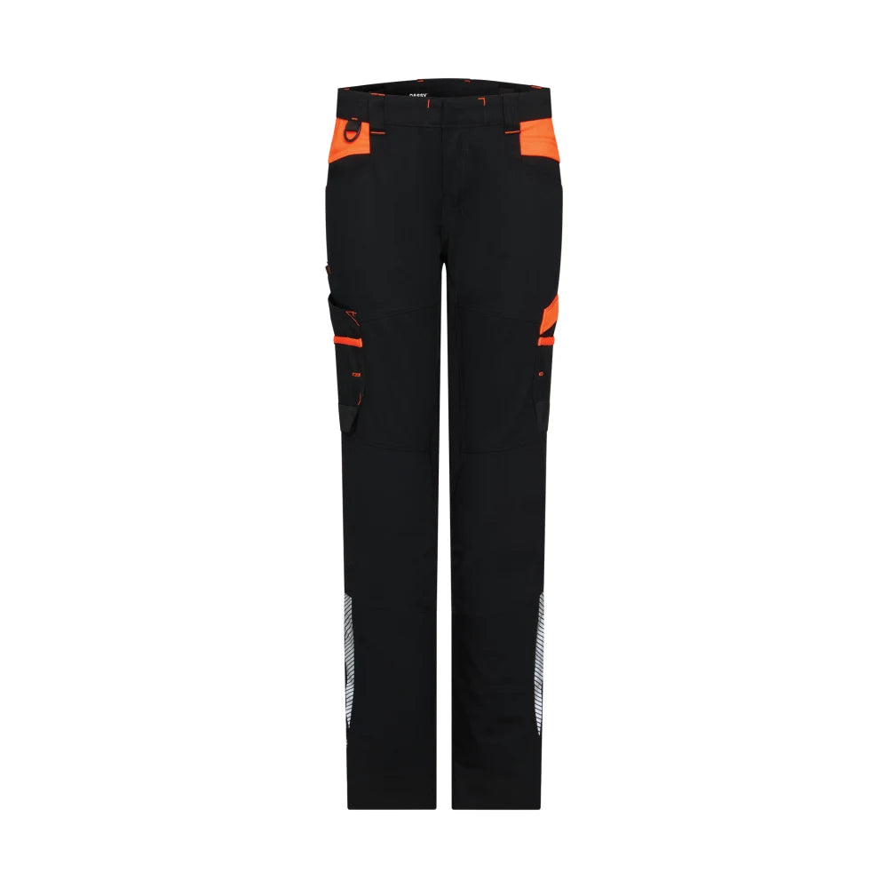 Dassy Hong Kong Women Werkbroek Met Stretch Voor Dames 245 G/M² Zwart Fluo-Oranje