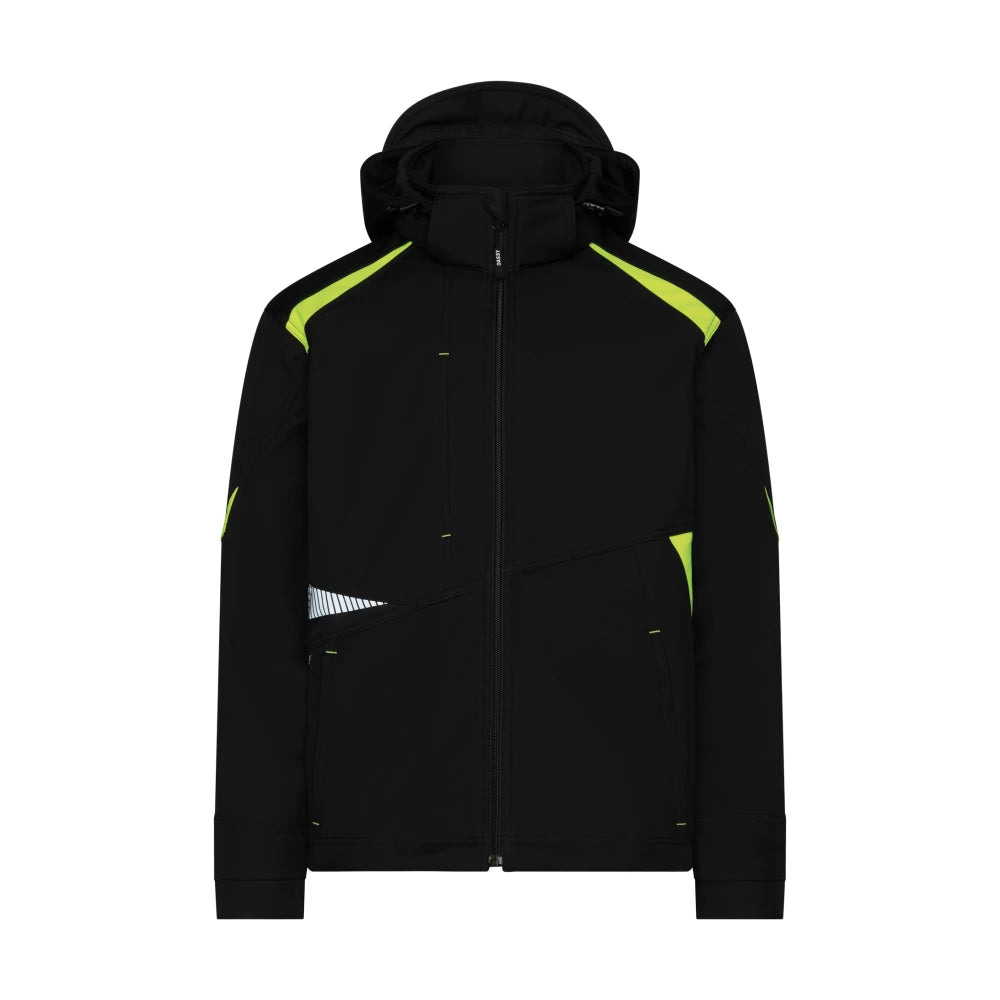 Dassy Kalama Softshelljas 280 G/M² Zwart Fluogeel