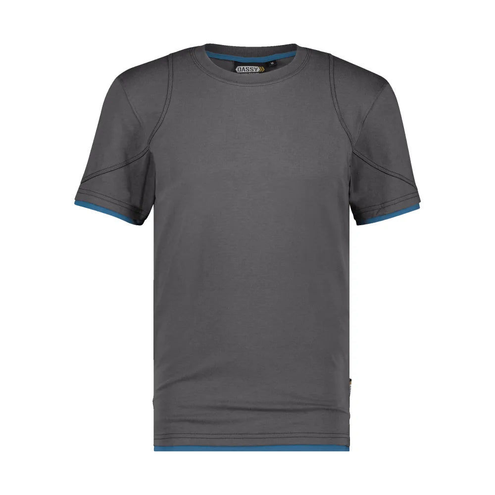 Dassy Kinetic T-Shirt 190 G/M² Antracietgrijs Azuurblauw