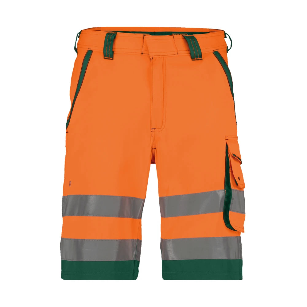 Dassy Lucca Hogezichtbaarheidsshort 290 G/M² Fluo-Oranje Flessengroen