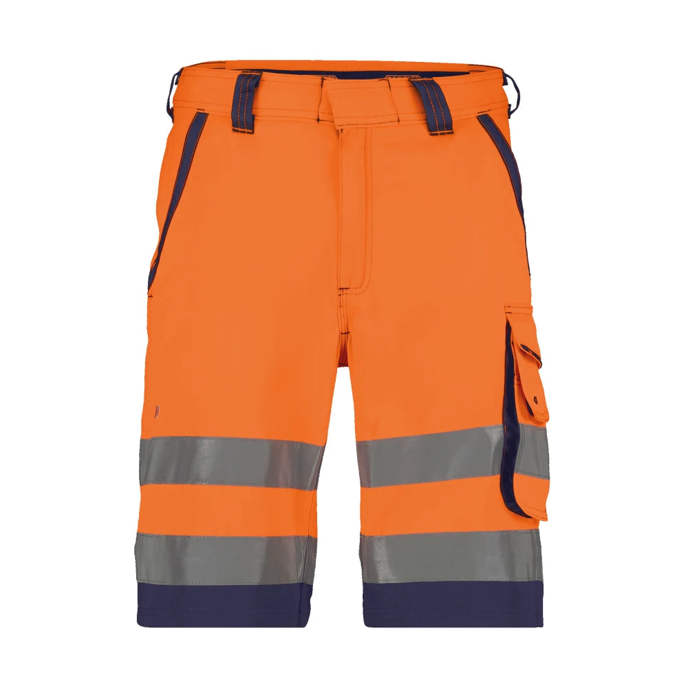 Dassy Lucca Hogezichtbaarheidsshort 290 G/M² Fluo-Oranje Marineblauw