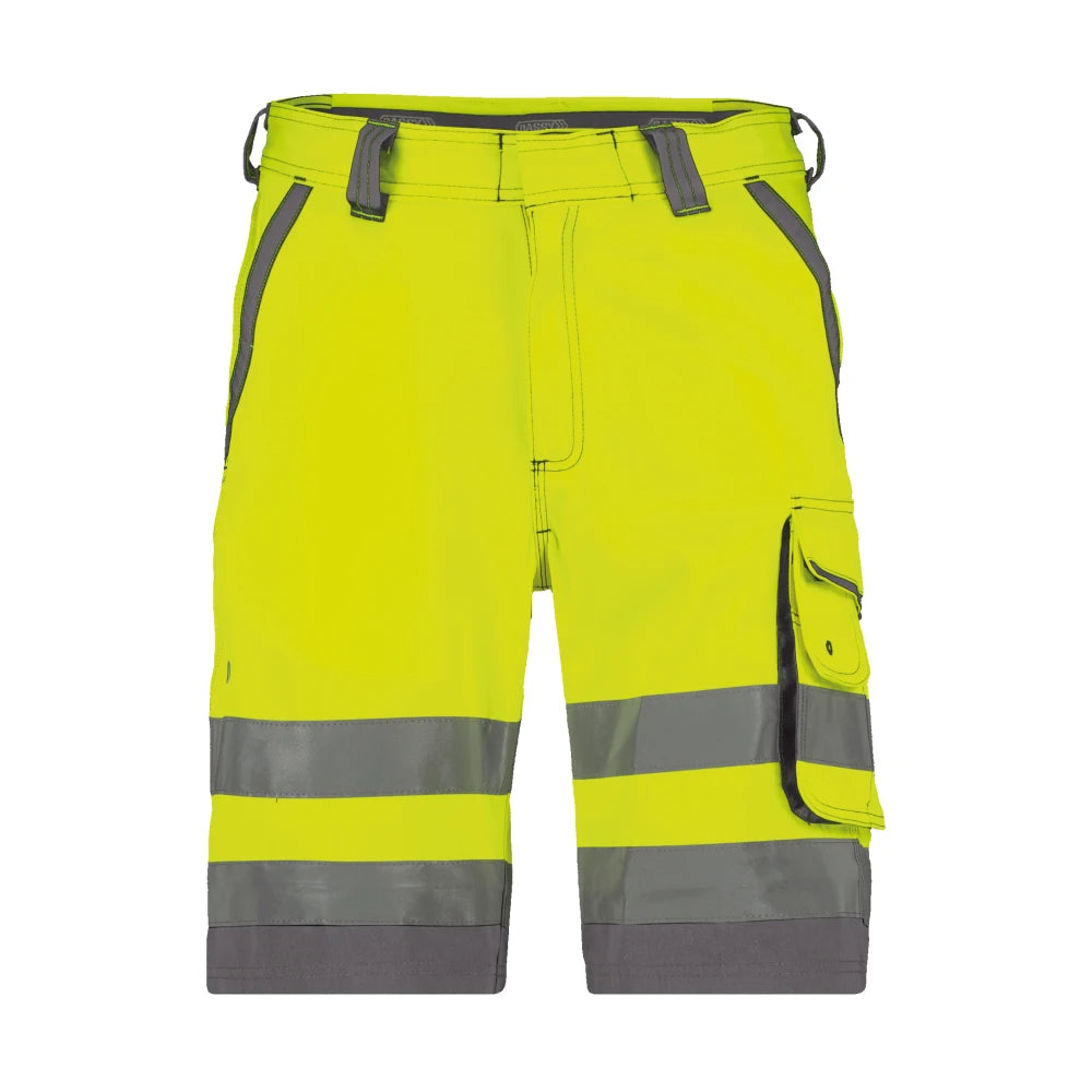Dassy Lucca Hogezichtbaarheidsshort 290 G/M² Fluogeel Cementgrijs