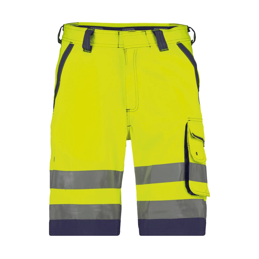 Dassy Lucca Hogezichtbaarheidsshort 290 G/M² Fluogeel Marineblauw