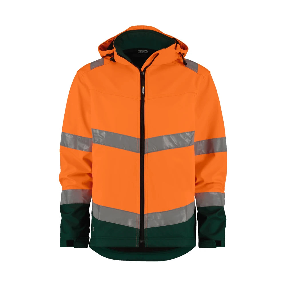 Dassy Malaga Hogezichtbaarheidssoftshelljas 280 G/M² Fluo-Oranje Flessengroen