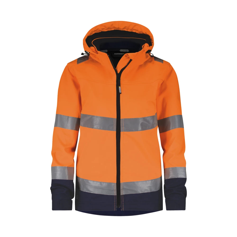 Dassy Malaga Women Hogezichtbaarheidssoftshelljas Voor Dames 280 G/M² Fluo-Oranje Marineblauw